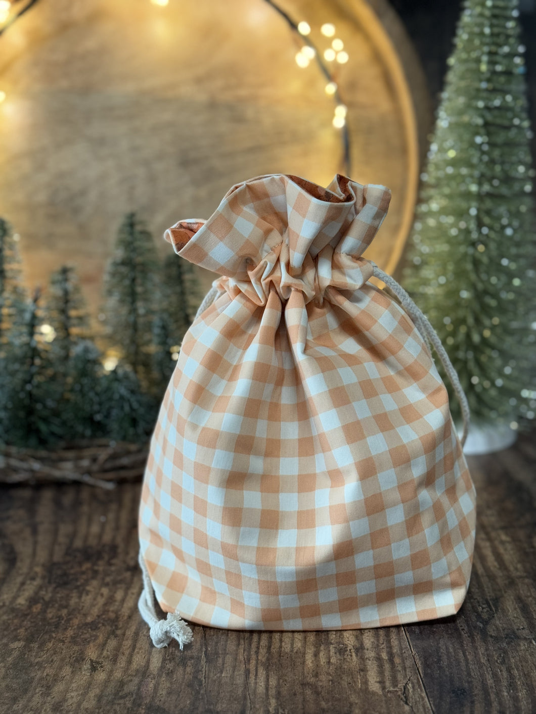 Ruffle Bag - Medium - Peach Gingham